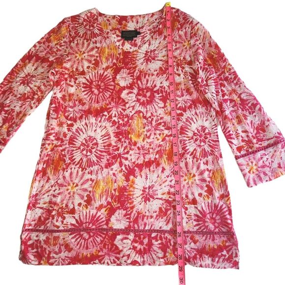 Pendleton Pink Linen Top Tie-Dye Look Ladder Trim Lightweight Women's SZ S - Picture 5 of 11